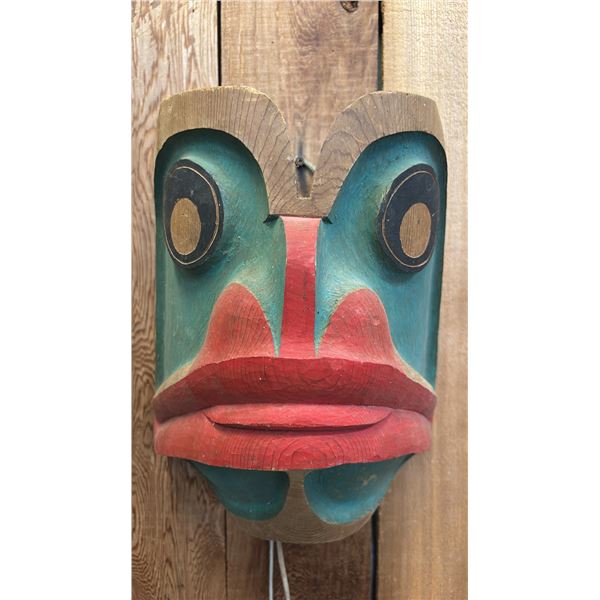 HAND CARVED  & PAINTED FIRST NATIONS WOOD FROG MASK