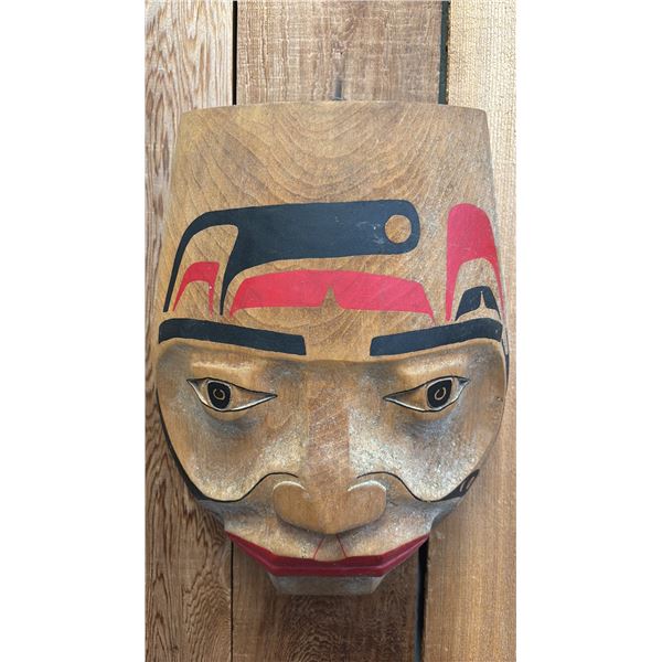 HAND CARVED & PAINTED FIRST NATIONS WOOD PORTRAIT MASK