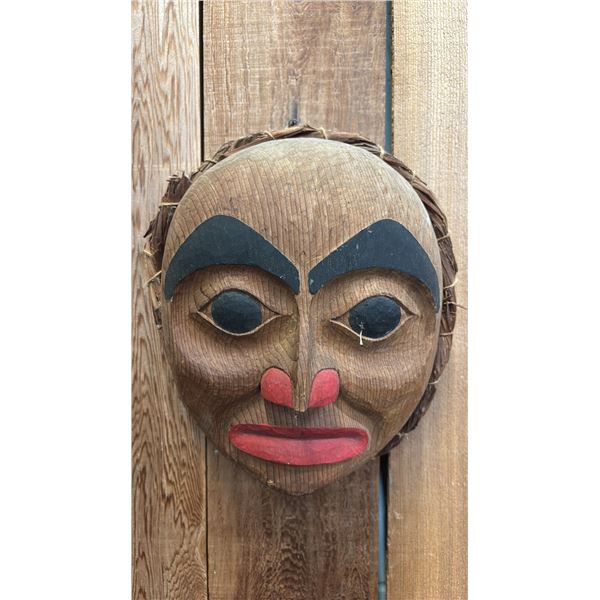 HAND CARVED & PAINTED FIRST NATIONS WOOD PORTRAIT MASK