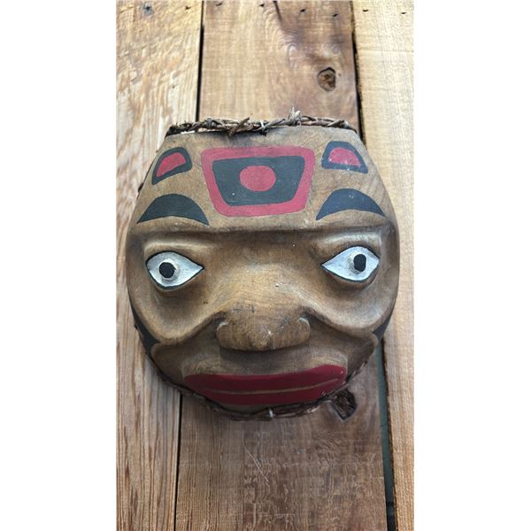 HAND CARVED & PAINTED FIRST NATIONS WOOD PORTRAIT MASK