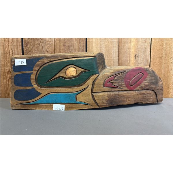 HAND CARVED & PAINTED FIRST NATIONS WOOD EAGLE HEAD