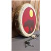 Image 2 : 15" DIAMETER HAND PAINTED FIRST NATIONS DRUM WITH BEATER