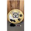Image 1 : 22" WIDE HAND PAINTED INDIGENOUS-STYLE DRUM WITH BEATER *TEAR IN TOP LEFT*