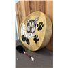 Image 3 : 22" WIDE HAND PAINTED INDIGENOUS-STYLE DRUM WITH BEATER *TEAR IN TOP LEFT*