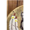 Image 4 : 22" WIDE HAND PAINTED INDIGENOUS-STYLE DRUM WITH BEATER *TEAR IN TOP LEFT*
