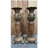 Image 1 : PAIR OF 14.5" TALL PEDESTAL CANDLE HOLDERS