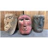 Image 1 : (3) HAND CARVED INDIGENOUS WOOD MASKS