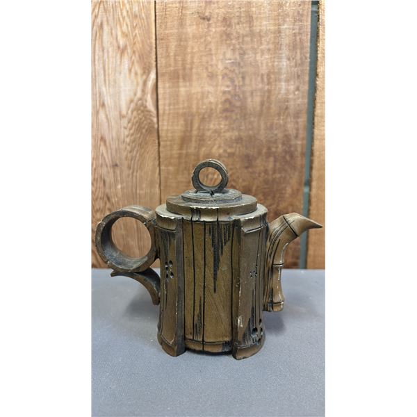 SMALL CLAY TREE STUMP TEA POT