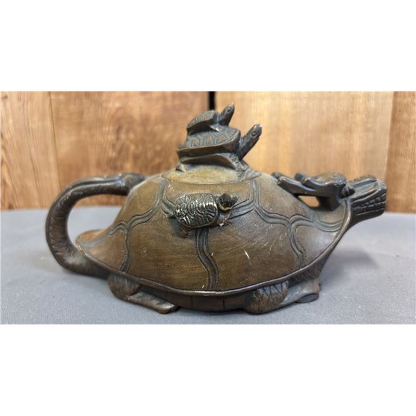 SMALL CLAY DRAGON TURTLE TEAPOT