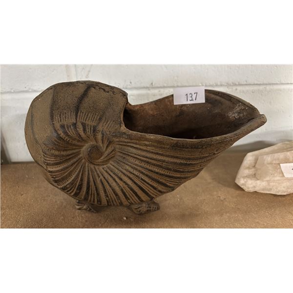 SMALL METAL FOOTED NAUTILUS SHELL PLANTER