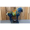 Image 2 : ASIAN "SANCAI" (TRI-COLOUR) STYLE CERAMIC HORSE: 16" LONG X 14.5" TALL