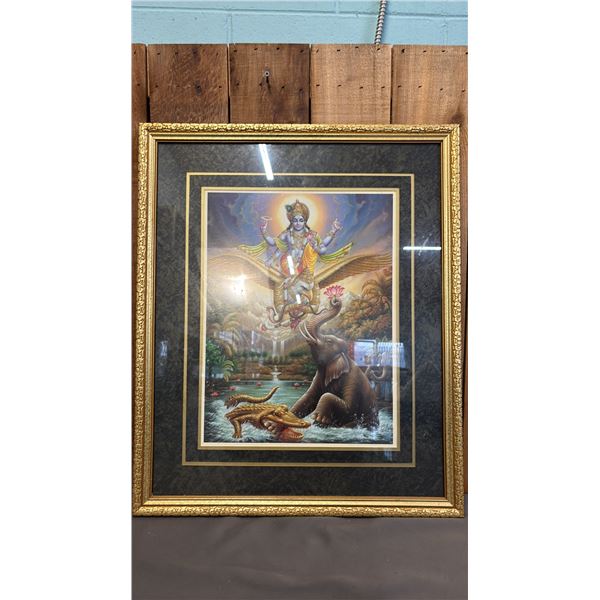 FRAMED PRINT OF THE LEGEND OF GAJENDRA MOKSHA