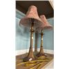 Image 2 : PAIR OF VINTAGE STYLE BUFFET LAMPS WITH BEADED FABRIC SHADES