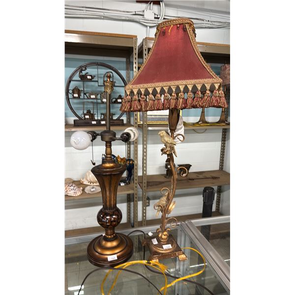 (2) BUFFET LAMPS: 1 HAS NO SHADE OR HARP, THE OTHER NEEDS REPAIR