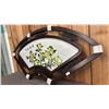 Image 2 : CHINESE WOOD FRAMED FAN SHAPED PEONY EMBROIDERY PANEL