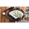 Image 3 : CHINESE WOOD FRAMED FAN SHAPED PEONY EMBROIDERY PANEL