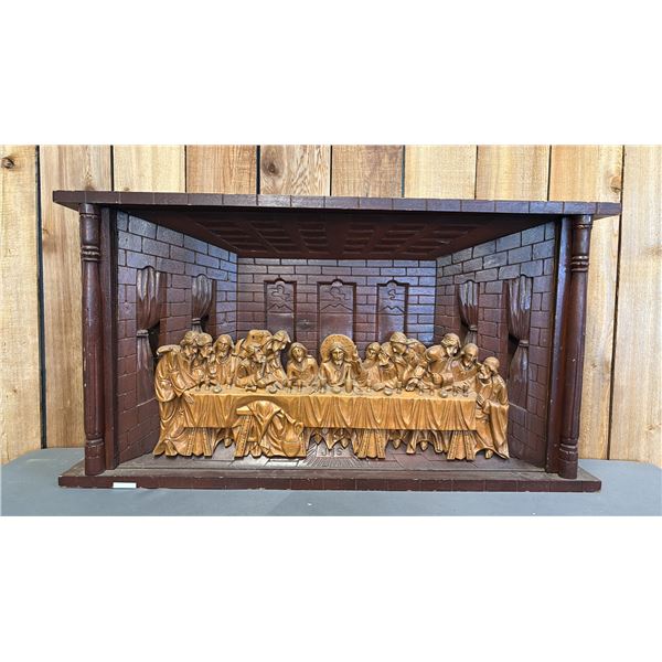 VINTAGE CARVED WOOD "THE LAST SUPPER" WALL ART