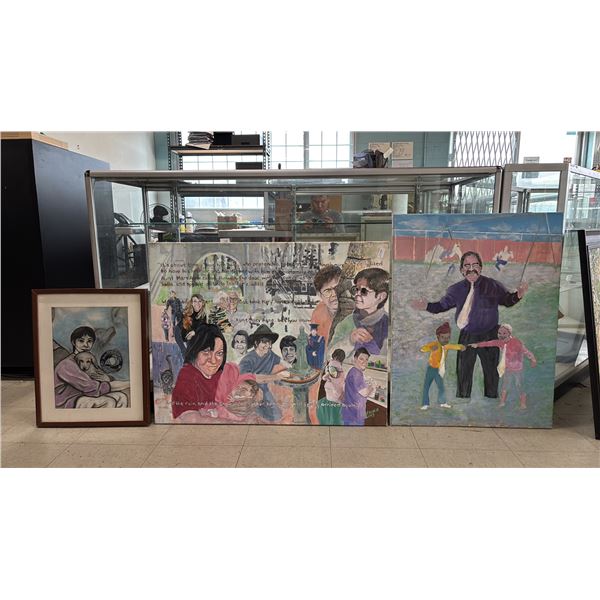 (3) ORIGINAL PAINTINGS: 1 IS INCOMPLETE/1 IS FRAMED