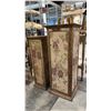 Image 1 : PAIR OF WOOD PLANTERS WITH FLORAL FABRIC INLAID PANELS: TALLEST IS APPROX. 36" TALL