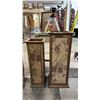 Image 2 : PAIR OF WOOD PLANTERS WITH FLORAL FABRIC INLAID PANELS: TALLEST IS APPROX. 36" TALL