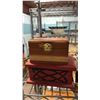 Image 2 : (2) PAINTED CEDAR BOXES & (2) A. FRANCO CARVED WOOD SCULPTURES