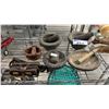 Image 1 : VINTAGE LEATHER AMMO POUCH & (5) ASSORTED STONE PESTLE & MORTAR SETS