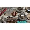 Image 2 : VINTAGE LEATHER AMMO POUCH & (5) ASSORTED STONE PESTLE & MORTAR SETS