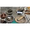 Image 3 : VINTAGE LEATHER AMMO POUCH & (5) ASSORTED STONE PESTLE & MORTAR SETS