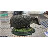 Image 2 : HAND CARVED FIRST NATIONS WOOD EAGLE WALL PLAQUE & CAST IRON BADGER DOORSTOP