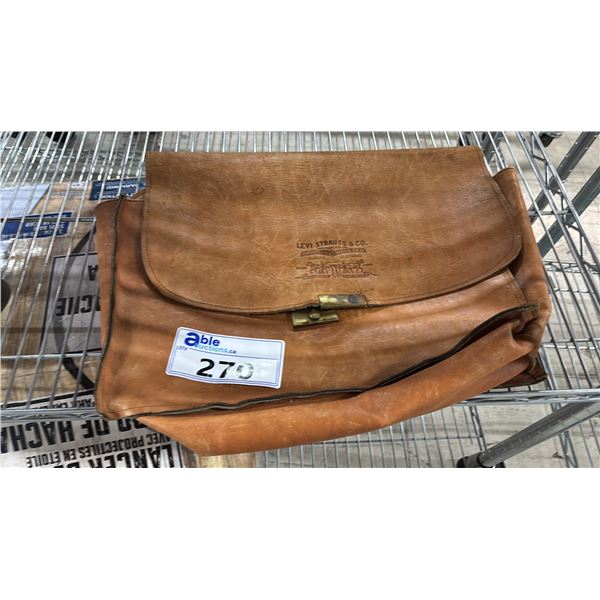VINTAGE LEVI STRAUSS LEATHER MESSENGER BAG *NO STRAP*