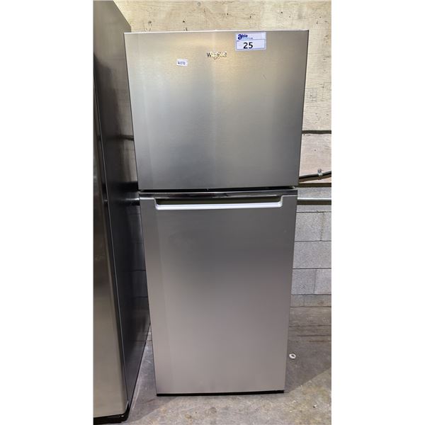 WHIRLPOOL APARTMENT SIZE STAINLESS STEEL SWING OUT FRIDGE 24"W