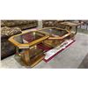 Image 2 : GLASS TOP OCTAGONAL COFFEE TABLE WITH (2) GLASS TOP SIDE TABLES