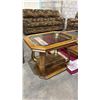 Image 5 : GLASS TOP OCTAGONAL COFFEE TABLE WITH (2) GLASS TOP SIDE TABLES