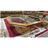 Image 6 : GLASS TOP OCTAGONAL COFFEE TABLE WITH (2) GLASS TOP SIDE TABLES