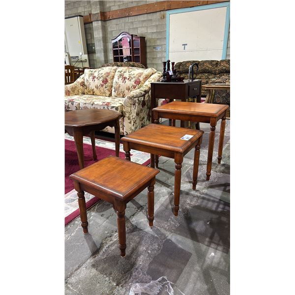 SET OF (3) WOOD NESTING TABLES