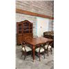 Image 1 : 8 PC VINTAGE FRENCH PROVINCIAL STYLE DINING SUITE: TABLE, 6 BALLOON BACK CHAIRS & BUFFET WITH HUTCH