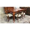 Image 2 : 8 PC VINTAGE FRENCH PROVINCIAL STYLE DINING SUITE: TABLE, 6 BALLOON BACK CHAIRS & BUFFET WITH HUTCH