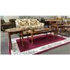 Image 1 : WOOD COFFEE TABLE WITH MARQUETRY INLAY & (2) WOOD SIDE TABLES WITH MARQUETRY INLAY
