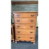 Image 6 : (4) PC VINTAGE WOOD BEDROOM COLLECTION: BOOKSHELF, 5-DRAWER TALLBOY DRESSER & 2 NIGHTSTANDS