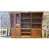 Image 1 : (3) PCS 1980S WOOD ILLUMINATED MODULAR WALL UNIT: DISPLAY CABINET & (2) OPEN STORAGE UNITS