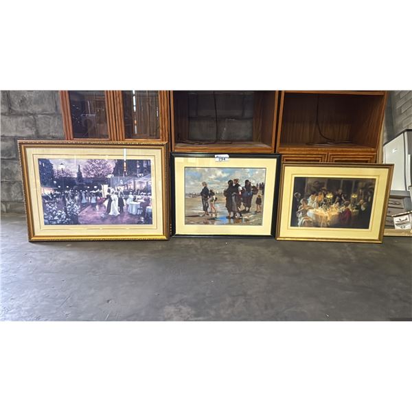 (3) ASSORTED FRAMED PRINTS: "THE OYSTER GATHERERS OF CANCALE", "THE END OF DINNER" & "GOOD EVENING"