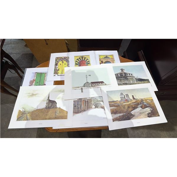 COLLECTION OF ASSORTED UNFRAMED PRINTS OF BUILDINGS & DOORS