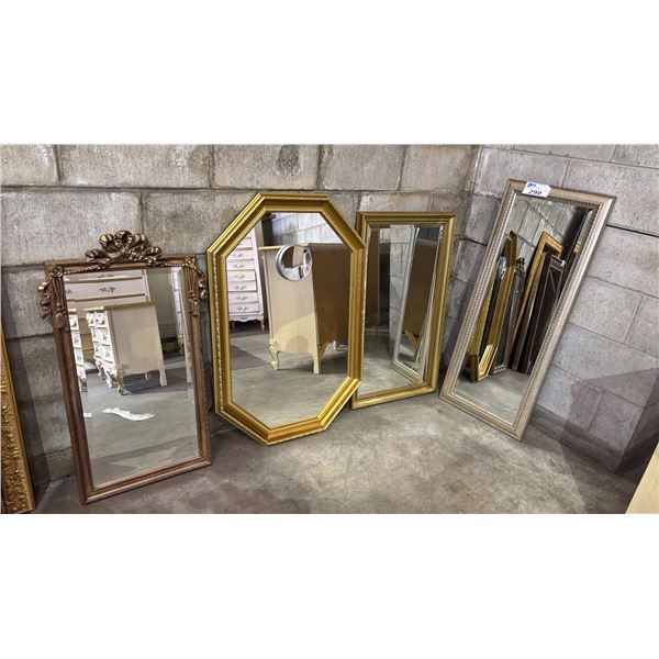 (4) ASSORTED FRAMED WALL MIRRORS
