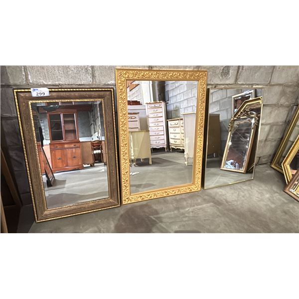 (3) ASSORTED FRAMED WALL MIRRORS