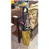 Image 3 : VINTAGE WOOD SINGLE DRAWER SIDE TABLE & UMBRELLA STAND WITH UMBRELLAS