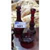 Image 3 : (5) PCS OF AVON 1876 CAPE COD COLLECTION GLASS: DECANTER, (2) CANDLESTICKS, CRUET & SMALL BOWL
