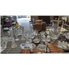 Image 3 : SHELF OF ASSORTED GLASS CANDLE HOLDERS, VASES, PITCHER, SALT & PEPPER SHAKERS & MORE