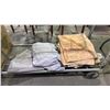 Image 2 : SHELF OF TOWELS, BED LINENS, PLACEMATS & BOX OF ASSTD. KITCHENWARE