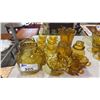 Image 1 : VINTAGE AMBER GLASS DESSERT BOWLS, VASES, JUGS, LIDDED CANDY DISHES & CREAM & SUGARF