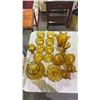 Image 2 : VINTAGE AMBER GLASS DESSERT BOWLS, VASES, JUGS, LIDDED CANDY DISHES & CREAM & SUGARF